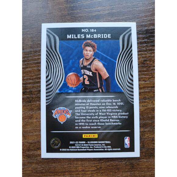Miles McBride 2021-2022 Panini Illusions #184 - Rookie - NY Knicks - Fresh Pull - Picture 2 of 2